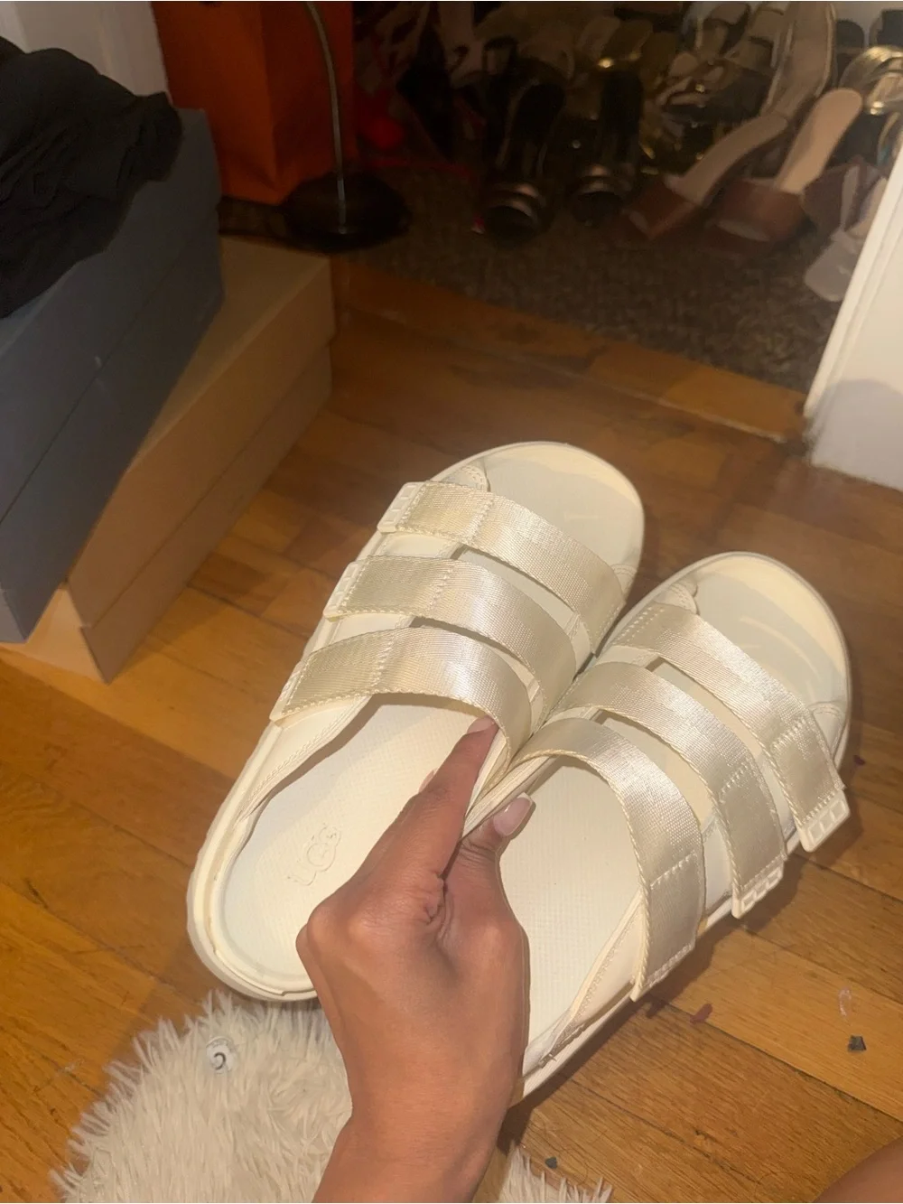 UGG Cream Platform Slide Sandals